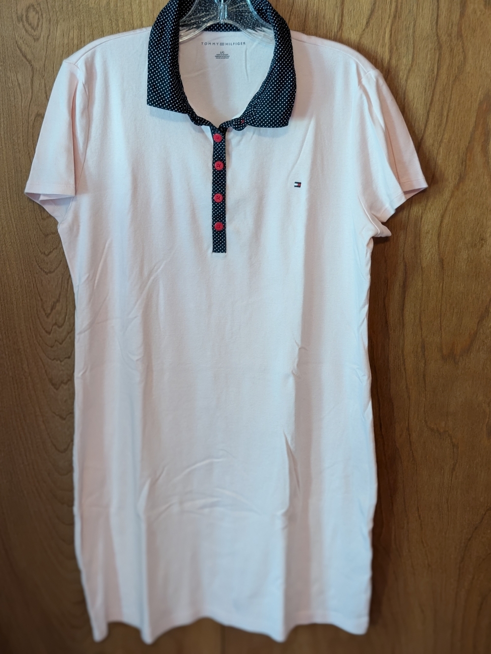 Tommy Hilfiger Girls' Light Pink Polo Dress with Navy Trim